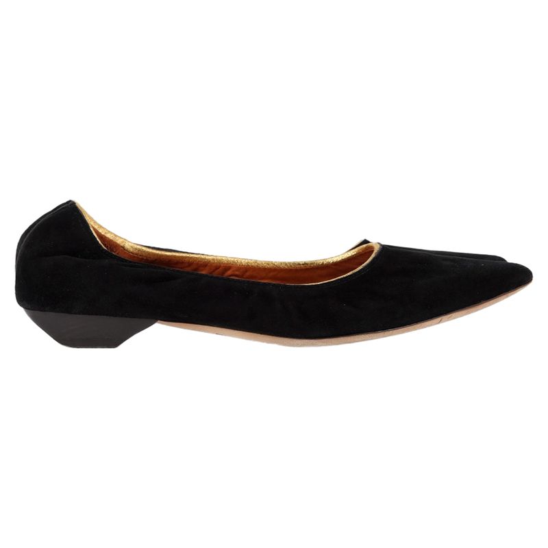 Lanvin Pointed Flats In Black Suede